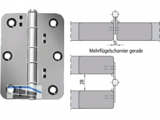 Fentro Mehrflgelscharnier Gr.28 gerade schwarz 370381