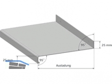 Metallfensterbank C33 braun eloxiert 225 mm Ausladung, mit Folie QS 25