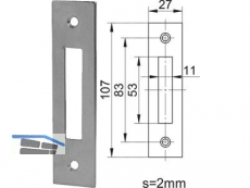 Schliessblech WG 7/D links/rechts 107 x 27 mm Niro-Look