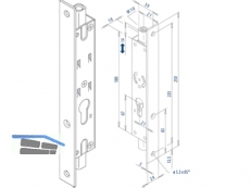 Einsteck-Basklschloss Fuhr 297 PZ Hub 14 mm Dorn 21 mm verzinkt