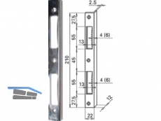 Schliessblech HSS eckig vernickelt 210 x 22 mm mit Bombierung