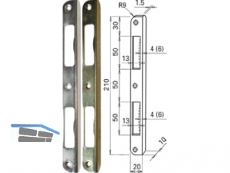 Schliessblech HS 9 mm rund vernickelt 210 x 20 mm mit Bombierung