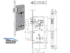 Einstemmschloss Serie 127.WC Rundstulp 250 x 18 x 4 mm Dorn 50 mm