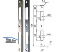 Schliessblech HS eckig blau verzinkt 210 x 20 mm mit Bombierung