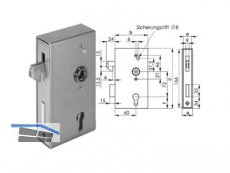 Schiebetor-Schlosskasten blank 140S-30ZW Stulp 30 mm Dorn 60 mm Nuss 8,0 mm 13987