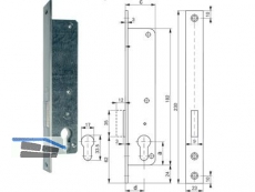 Portalschloss 877/40mm mit Riegel ohne Falle S065A71000 223918