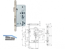 Feuerschutztrschloss B 1206 DIN 1-flg. 65/72/9/235/20 mm rechts