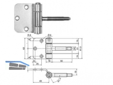 Einbohrband SFS 45L-18-013 vernickelt dreiteilig Gr. 18