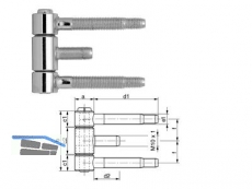 Einbohrband SFS 45H-18-000 f. Stahlzarge verzinkt dreiteilig Gr. 18