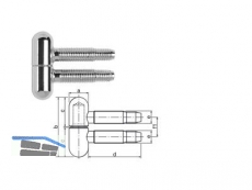 Einbohrband-Rundkopf SFS 30T-16-000 chrom zweiteilig Gr. 16