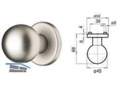 Trknopf 3154a/648TFH o. Schrauben/Stift einseitig fix Edelstahl