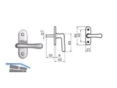 Halbolive 504 fr Kastenfenster Stift 7 x 33 mm Alu poliert