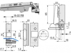 Alurahmenscharnier 95 ohne Feder gerade 70T950A.TL