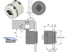 Glastrschloss Typ 320 Strke 4 - 6 mm vernickelt 72682