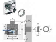 Kastenschloss LAD Z23  18 mm inkl. Rosette und Anschlagwinkel 72300