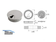Kabeldurchlass Kunststoff rund grau  80 mm 58590