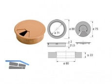 Kabeldurchlass Kunststoff rund Buche  80 mm 9131029