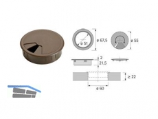 Kabeldurchlass Kunststoff rund braun  60 mm 30848