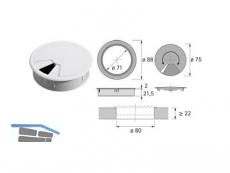 Kabeldurchlass Kunststoff rund weiss  80 mm 47914