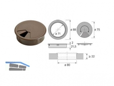 Kabeldurchlass Kunststoff rund braun  80 mm 47915