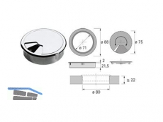 Kabeldurchlass Kunststoff rund verchromt  80 mm 9133726