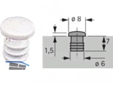 Anschlagpufferfr Bohrung  6 x 7 mm zum Eindrcken weiss 25048