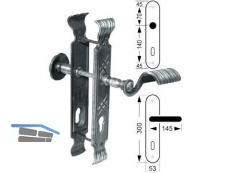 Schutzbeschlag Dachstein Knopf/Drcker L TS 70-80mm Steineinlage 11mm geschmiedet