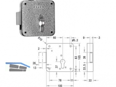 Aufschraubriegelschloss K 370 links 100 x 105 mm verzinkt