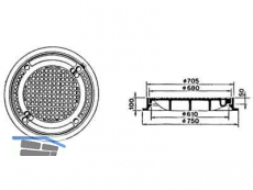 Schachtabdeckung Kl.B 125 KN m.Rahmen ohne Belftung