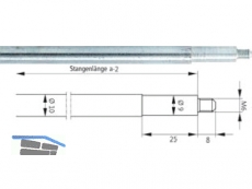 Stange massiv A = 1487 mm M6 B 9006 0005