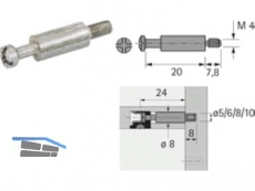 Einschraubdbel DU 425 Gewinde M4x7,8 mm Spannma 20 mm blank 79523
