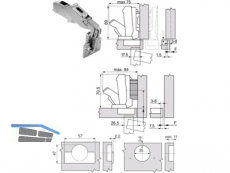 Weitwinkelscharnier Clip Top 71T6650 Anschraub 170 Mittelband 370.356.3