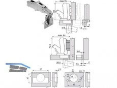 Weitwinkelscharnier Clip Top 71T6680 Einpress 170 Mittelband mit Dbel