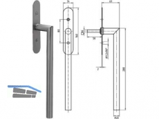 Glutz Hebeschiebetrgriff 5071-280/5613 Edelstahl ohne Rastung Abd. 160x34x2 mm