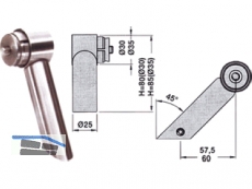 Endsttze fr 30 mm Rohr schrg Edelstahl rechts