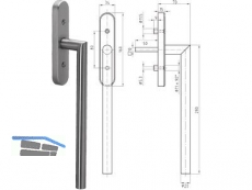 Glutz Hebeschiebetrgriff 5071-280/5619K Edelstahl mit Rastung Abd. 160x34x15 mm