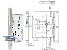 Paniktreibriegelschloss B 2189 65/9/235x20x12 Winkelstulp links