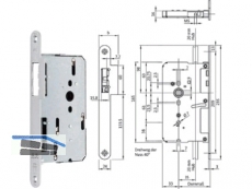 Paniktreibriegelschloss B 2189 65/9/235x24x3 Lappenstulp rechts