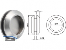 Glastr-Schiebetrmuschel 5250 8-12 mm Auen- 65 mm Innen- 41 mm Edelstahl