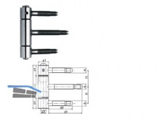 Einbohrband SFS 40H-20-004 dreiteilig Edelstahl mit Aushngesicherung Gr. 20