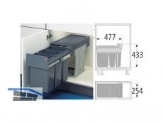 Abfallsammler Terzett 3666-13 - 3x11l Bodenmontage Graphitgrau/Silbergrau