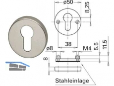 Rundrosette 655ZUFH PZ Edelstahl