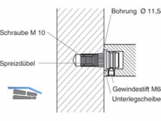 Montageset MS 110.00.5 einseitig fr Holztr Dbelbefestigung fr Flachprofil