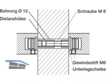 Montageset MS 250.60.5 paarweise fr Holztr TS 60-85 fr Flachprofil-Griffe