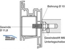 Montageest MS 195.28 einseitig selbstschn. Gewinde fr 90 Sttzen