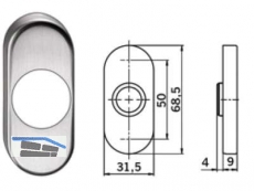 Drckerrosette PR 6621 FH oval Alu F1 mit Hochhaltefeder DM 24,5 mm