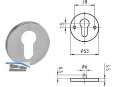 Schlsselrosette 5324C.3 PZ flach 5,5 mm Edelstahl 401705