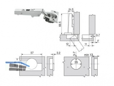 Standardscharnier ClipTop BLUMOTION 110 Schraub Eckanschlag 71B3550 8884623