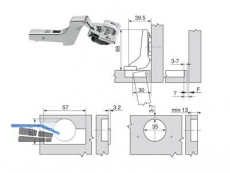 Standardscharnier ClipTop BLUMOTION 110 Anschraub Innenanschlag 71B3750 8913183