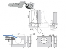 Standardscharnier ClipTop BLUMOTION 110 Schraub Mittelanschlag 71B3650 8885543